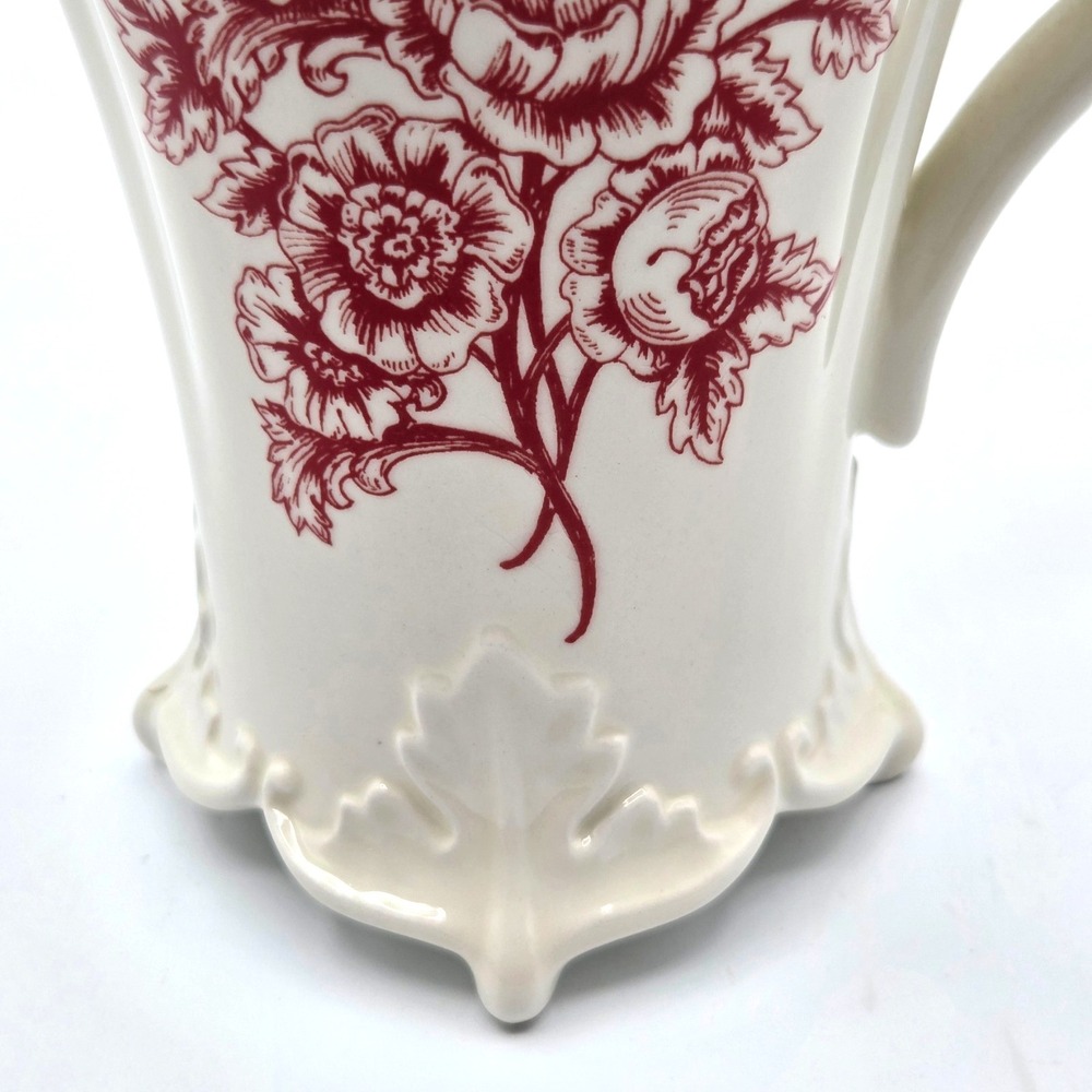 Certified International Coffee Pot Teapot with Delecate Burgundy Floral Transfer - Picture 4 of 13